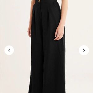 RUMER Luella Black Linen Wide Leg Pants Anthropologie Size L